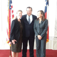 Linda Olafson, Texas Senator Ted Cruz, and Naomi Halas