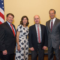 South Dakota Senator Mike Rounds, Congresswoman Kristi Noem, Steve Smith, and Senator John Thune