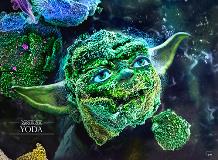 Armin VahidMohammadi, Auburn University. Scanning Electron Microscopy image of an oxidized 2D V2CTx MXene particle showing similarities to Yoda from Star Wars. Only eyes and ears are added to the image to help with showing the resemblances.